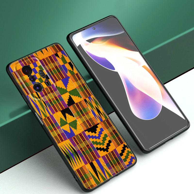 Ästhetische Afrikanische Wachs Fabic Telefon Fall Für Xiaomi Mi A2 8 9 SE Hinweis 10 10T 11 12 Lite 9T 11T 12S 12T Pro A3 6X 12X Schwarze Abdeckung