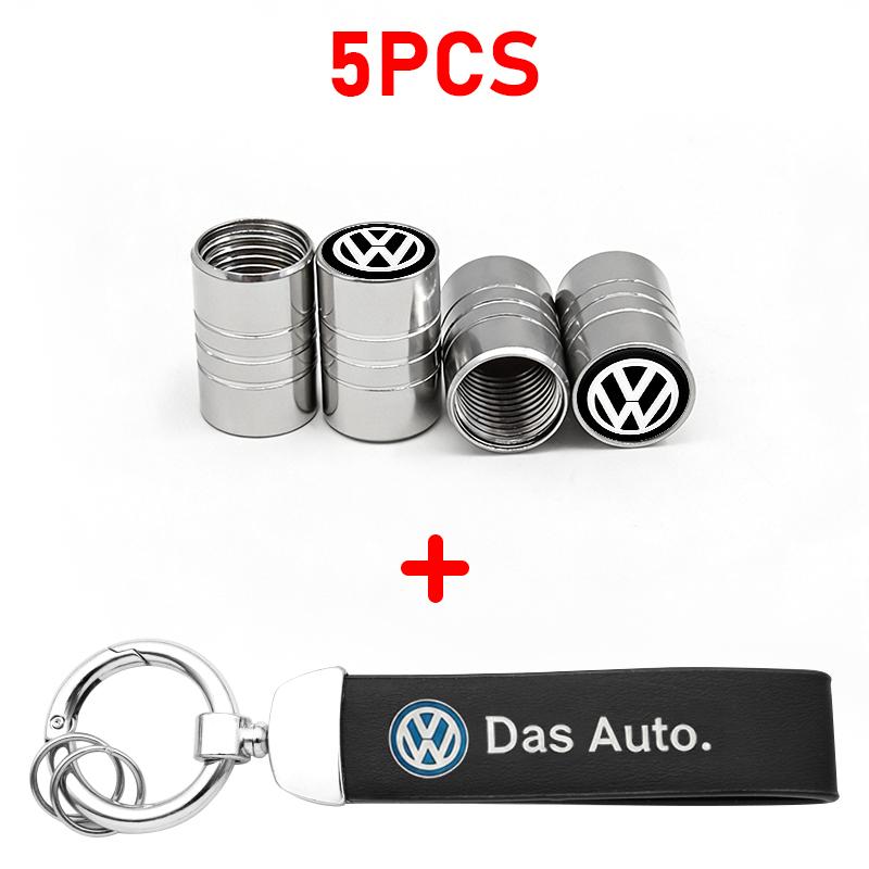 For VW Passat Touareg Magotan Golf 6 7 8 Polo Tiguan GTI Logo Car Tire Wheel Valve Caps Cover Key Chain Ring Keychain Accessory