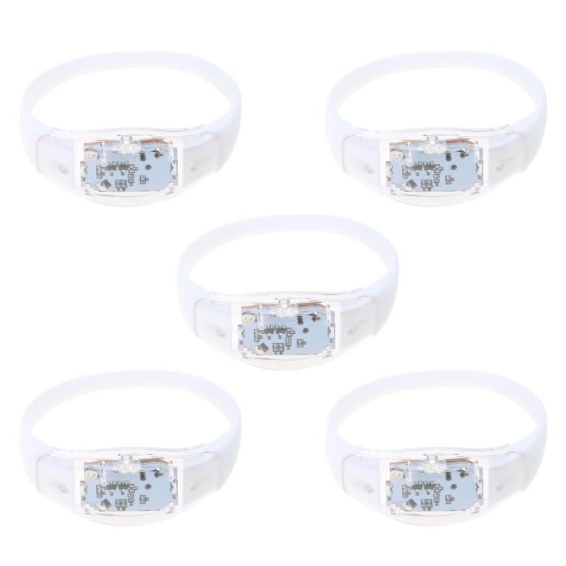 5 Stück Sprachaktivierte Sound Control LED Armbänder Blinkendes Silikon Armband Weihnachten Bar Konzert Festival Party Zubehör