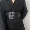 Women's Wide Elastic Waist Belt: Double-Needle Buckle for Dress, Coat, Suit Jacket - Decorative and Waist-Cinching