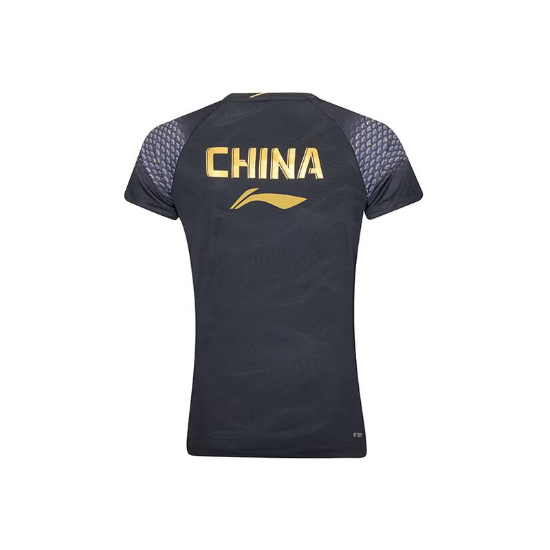 Li Ning Badminton Jerseys Unisex Black V Neck Moderate AAYV148-1