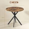 Round Dining Table for 2 People with Wood-Look Top and Crossed Steel Legs, Rustic Brown