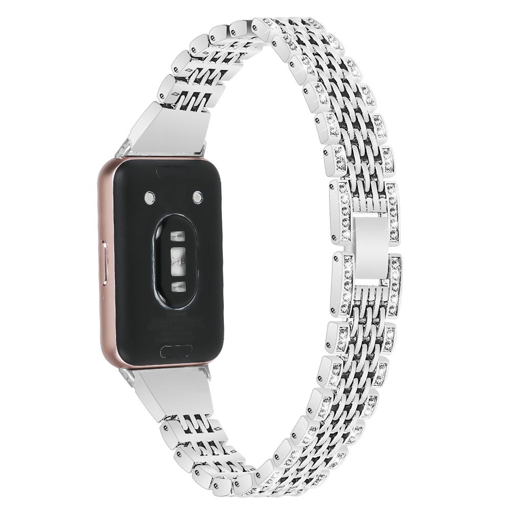 

For Samsung Galaxy Fit3 SM-R390 Watch Band 5.2 -8.6 Adjustable Watch Strap with Shiny Rhinestone Silver