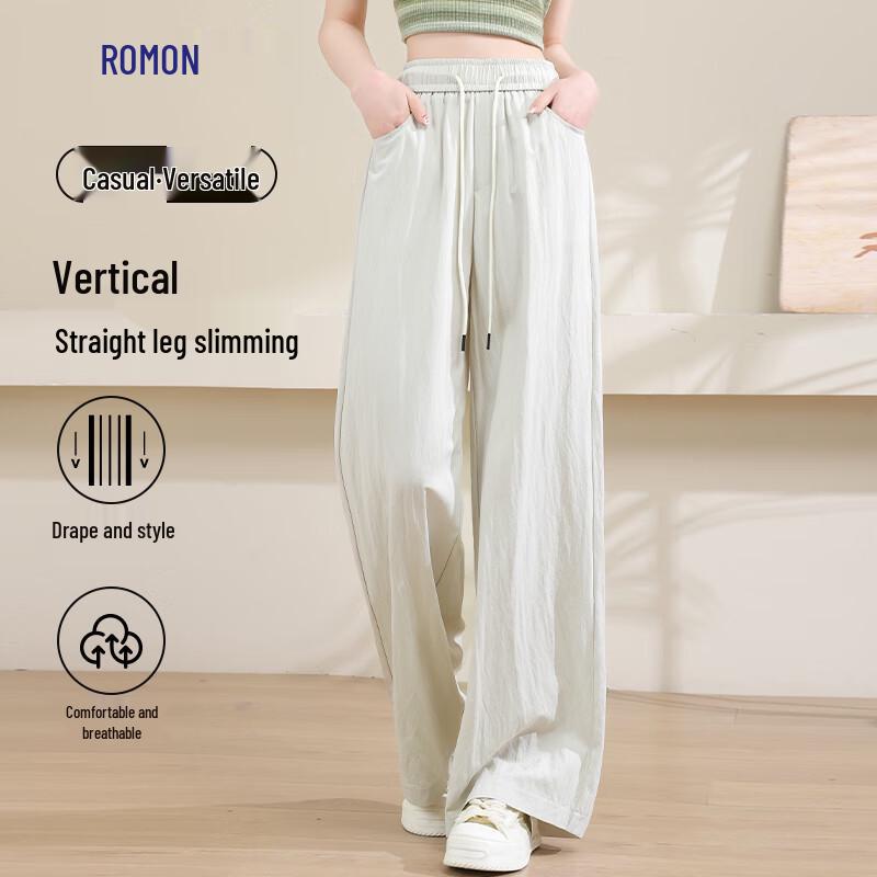 

Luomeng Women s Summer Ice Silk Draped Cloud Wide-Leg Pants XL