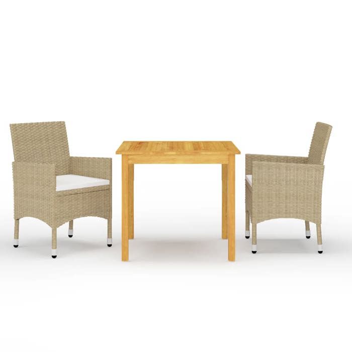 VidaXL 3-Piece Garden Dining Set Outdoor Dining Furniture Patio Dining Table and Chairs Furniture 3067669