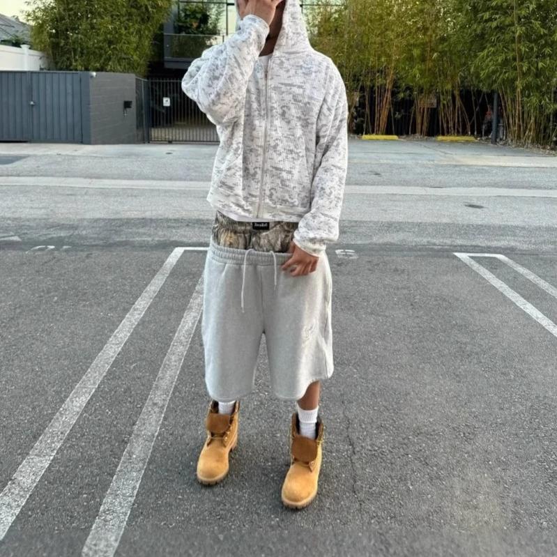 Unisex Y2K Camouflage Double Waist Shorts Harajuku Embroidered Leisure Sport Short Women Hip Hop High Waist Streetwear Pants