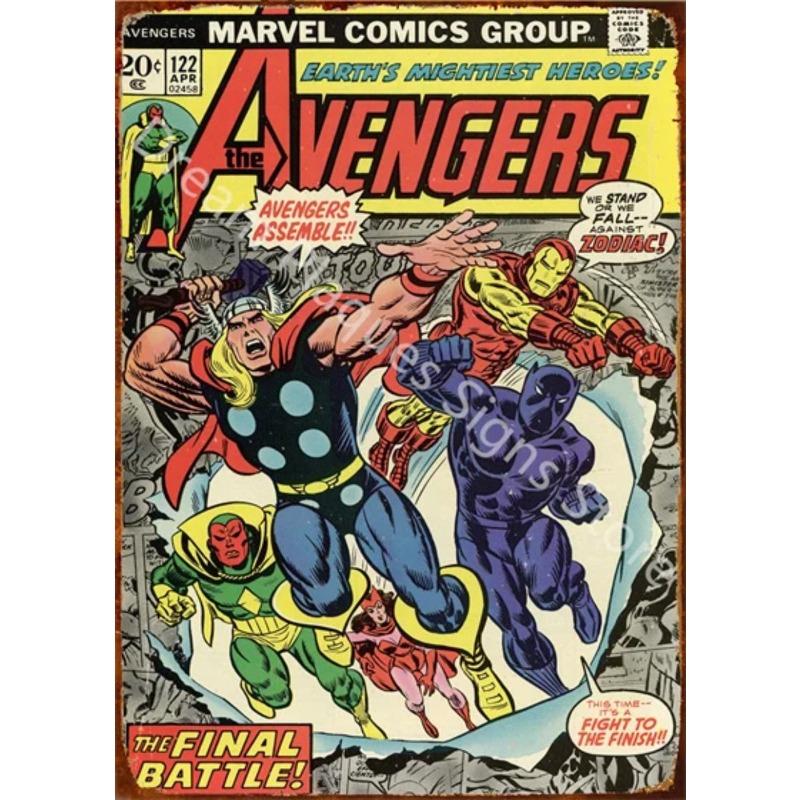 

Marvel Metal Wall Sign, Superhero Decor Plaque 15x30cm