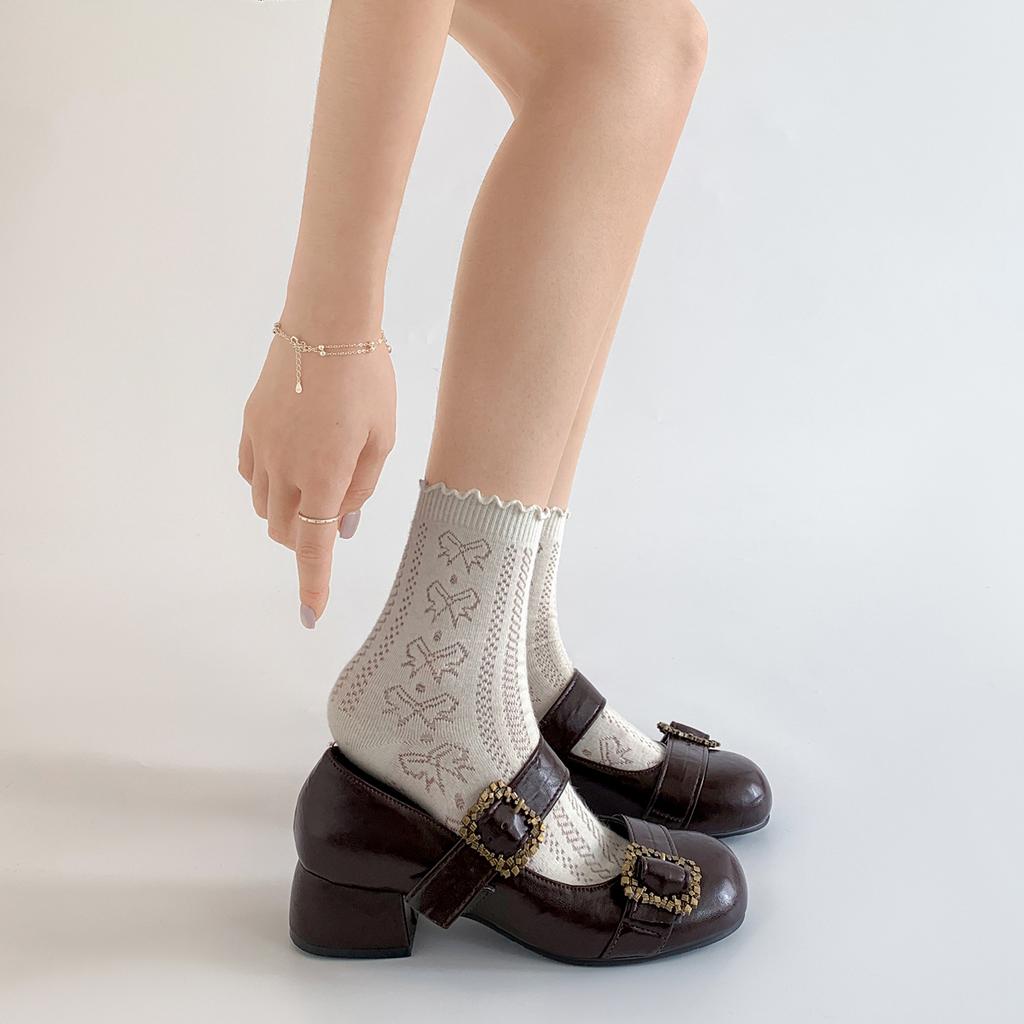 Retro Explosion Black French Thick Heel Light Mouth Single Shoes Women's 2025 New Autumn Skirt Heightening Mary Jane Shoes