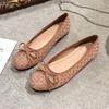 Women Sweet Bowknot Ballet Flats Shoes Lady Luxury Tweed Pumps Comfortable Round Toe Slip-on Scoop Shoes Soft Sole Casual Shoes