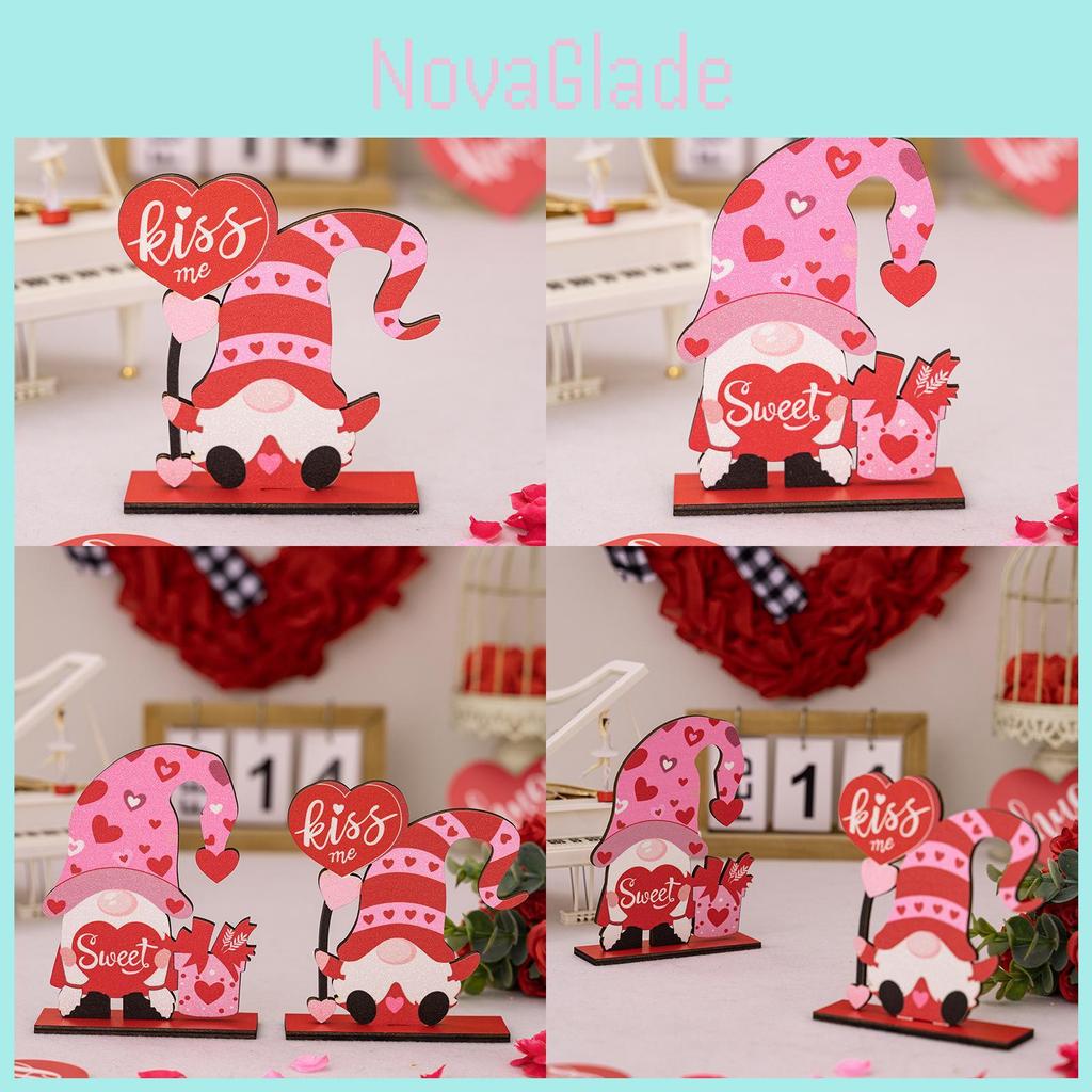 Romantic Valentine's Day Wooden Decor Heart Shaped Rudolph Figurine For Home Decoration