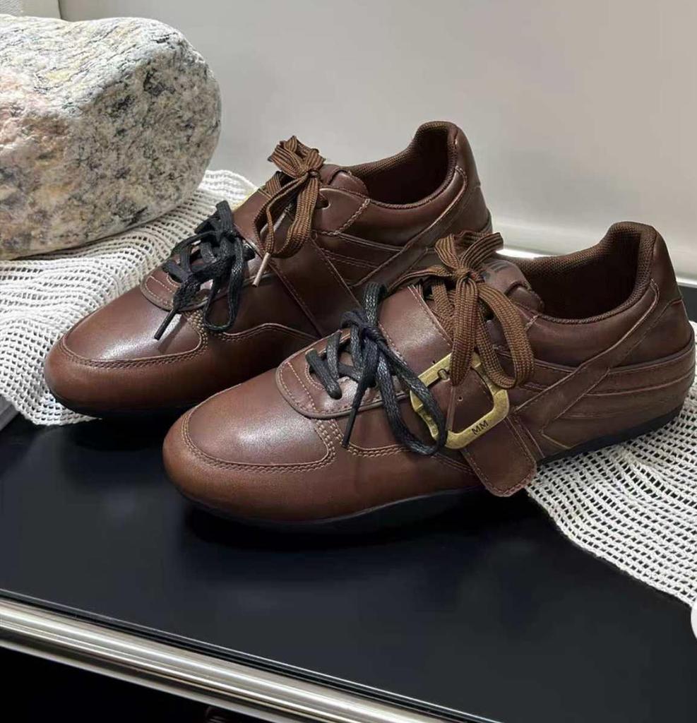 Jinlan leather women's early autumn new retro versatile lace-up belt buckle small leather shoes