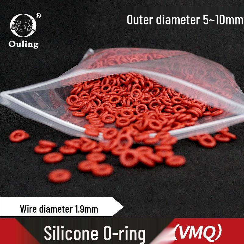 Red Silicone O-Ring - Multiple Sizes (5-10mm Outer Diameter, 1.9mm Width) 6mm OD (10 pcs) Red Silicone O-rings