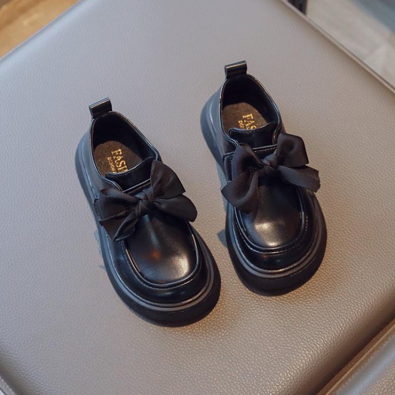 Spring Autumn New Children Loafer for Girl Fashion British Style Princess Chic Bowtie Anti-slippery Casual Performance Shoe