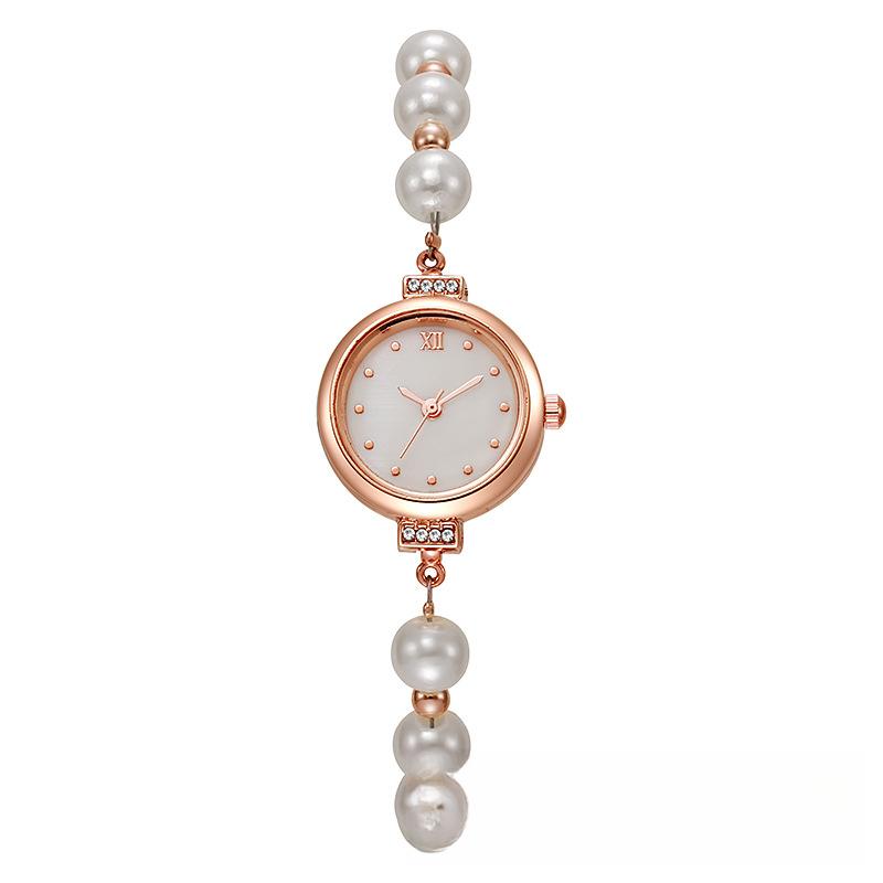 Pearl Fine Belt Fritillary Round Ladies Watch Free Adjustment Bracelet Watch Women's Quartz Watch