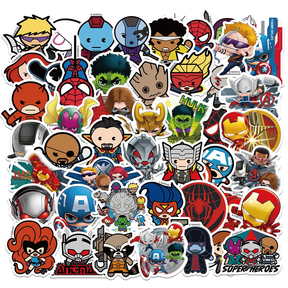 50 100PCS Marvel The Avengers Scrapbook Stickers DIY Diary Laptop Luggage Skateboard Graffiti Decal Fun Stylish Classic Toys