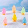 10Pcs Mini Christmas Tree Decoration Glow In The Dark Resin Crafts DIY Dollhouse Snow Garden Desktop Miniature Xmas Tree Ornament Holiday Decor