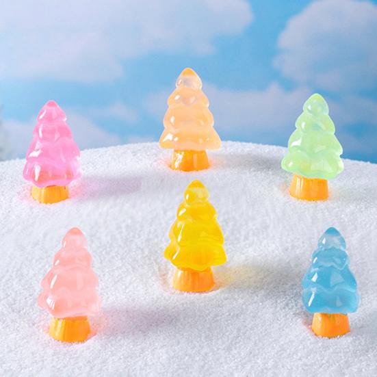 10 stk Mini juletredekorasjon Glow in The Dark Harpikshåndverk gjør-det-selv-dukkehus Snøhage Desktop Miniatyr juletrepynt Feriedekor