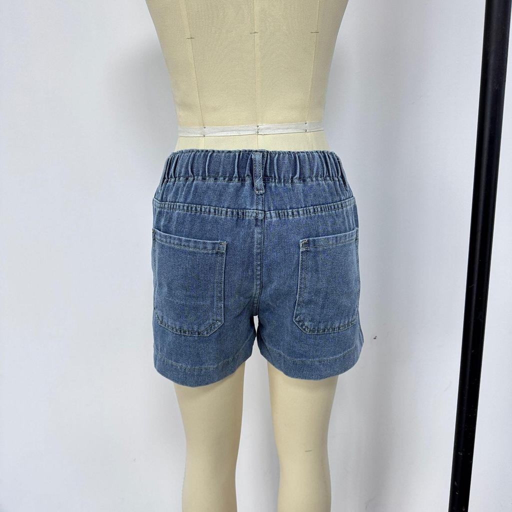 Elastic Waist Drawstring Women's Denim Shorts - Trendy European and American Style