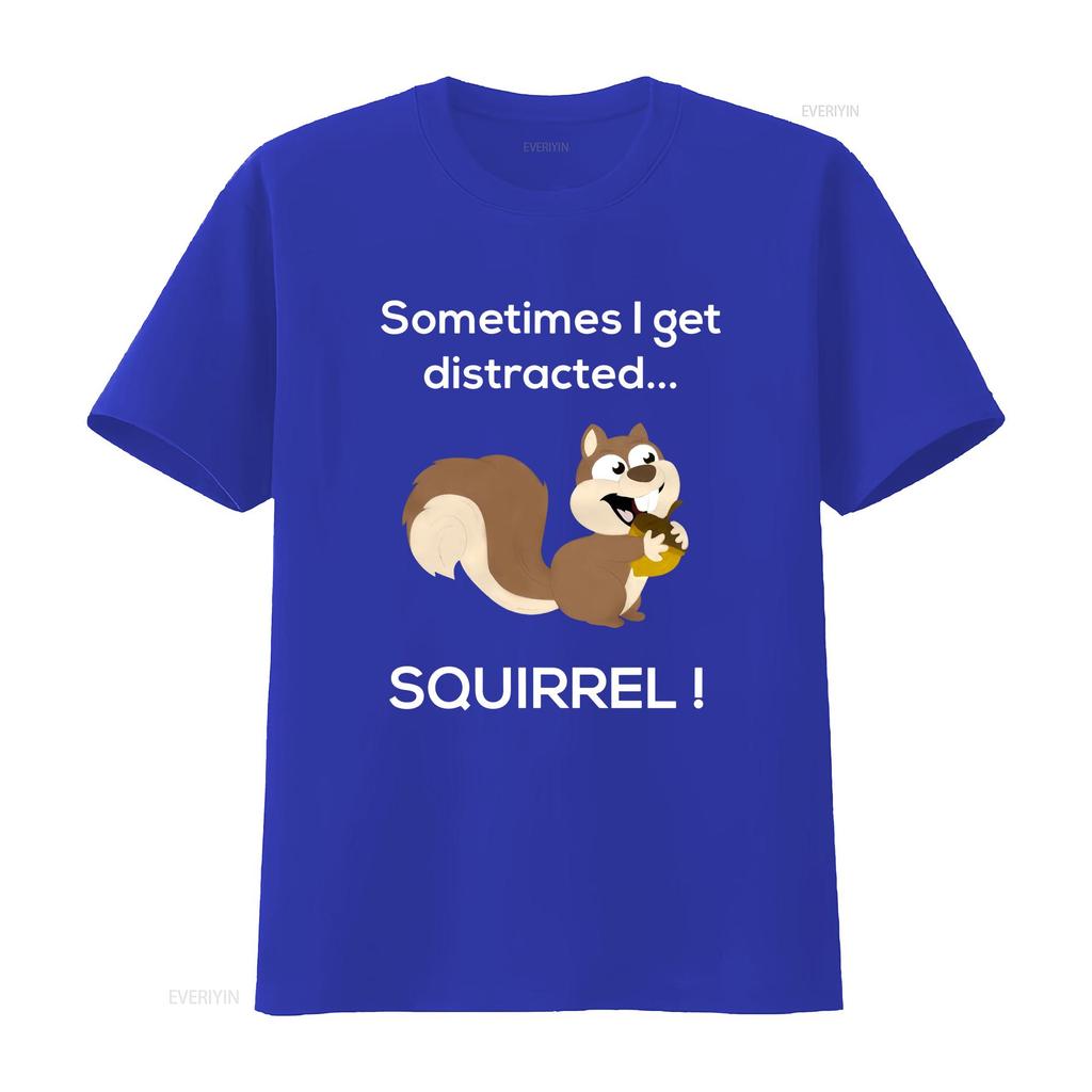 Funny Distracted Squirrel T Shirt Animal Zoo Farm Meme  vintage Washed streetwear Unisex homme Stretched Comfortable Casual