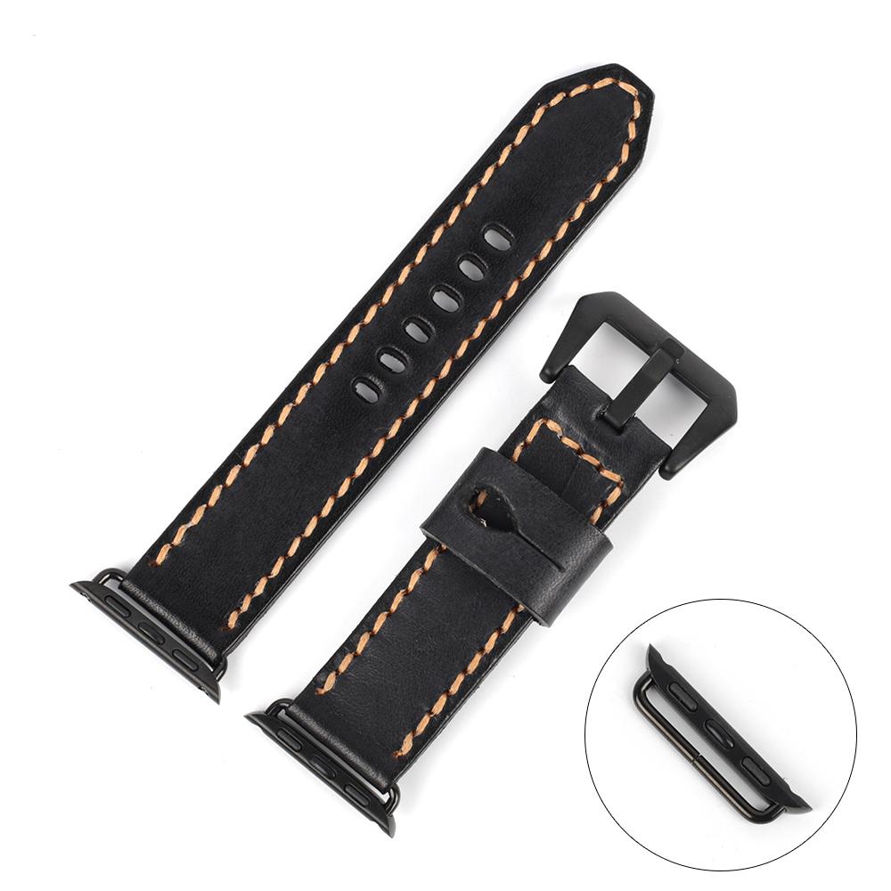 Vintage Leather Watch Band 44mm 40mm 42mm 38mm Black Tan Cowhide Watch Strap Replacement for Smartwatch Wrist Bracelet Watches
