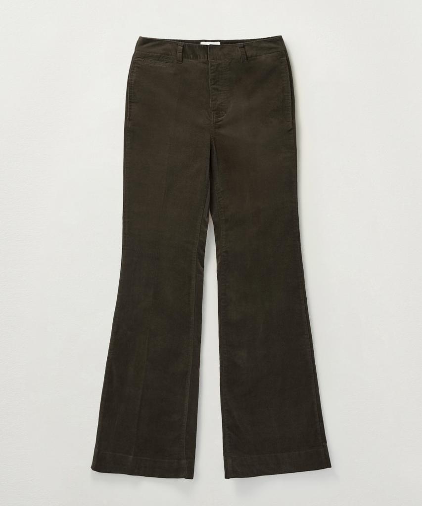 Seteo (W) Soft Corduroy Semi-Flare Pants Brown