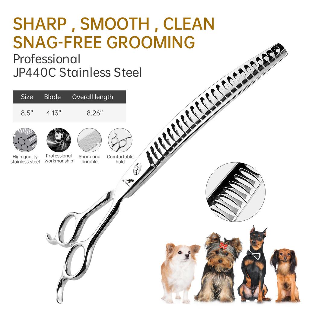 Hundepflegeschere Japan Edelstahl 7" 8" Haustierschere Hund Gebogene Chunker Schere für Hundefriseur Abwärts gebogene Ausdünnschere
