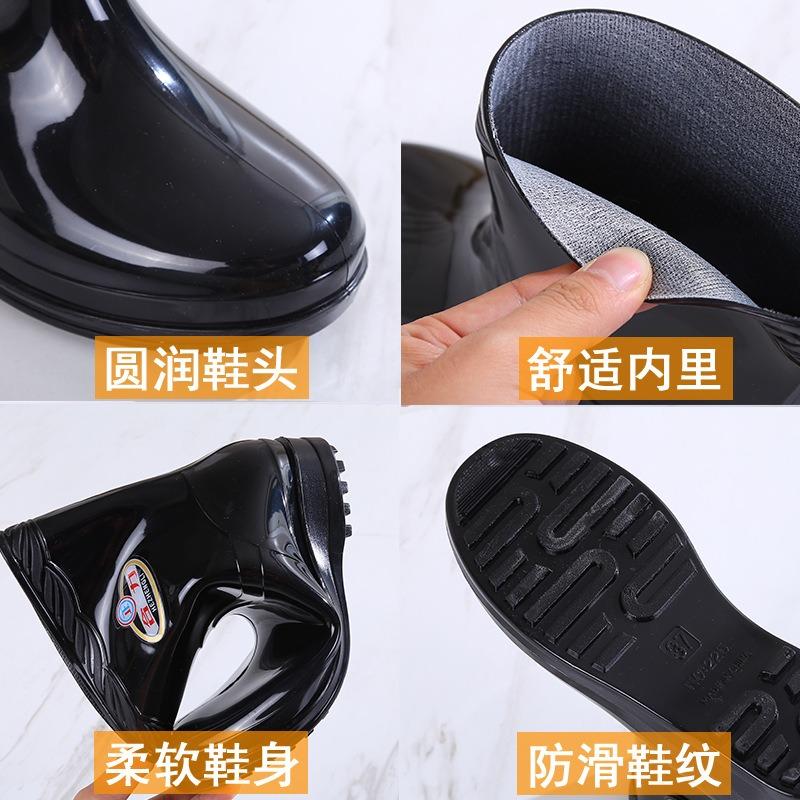 Rain shoes women's short tube fashion warm non-slip rain boots adult kitchen rubber shoes overshoes lightweight casual water shoes women's winter