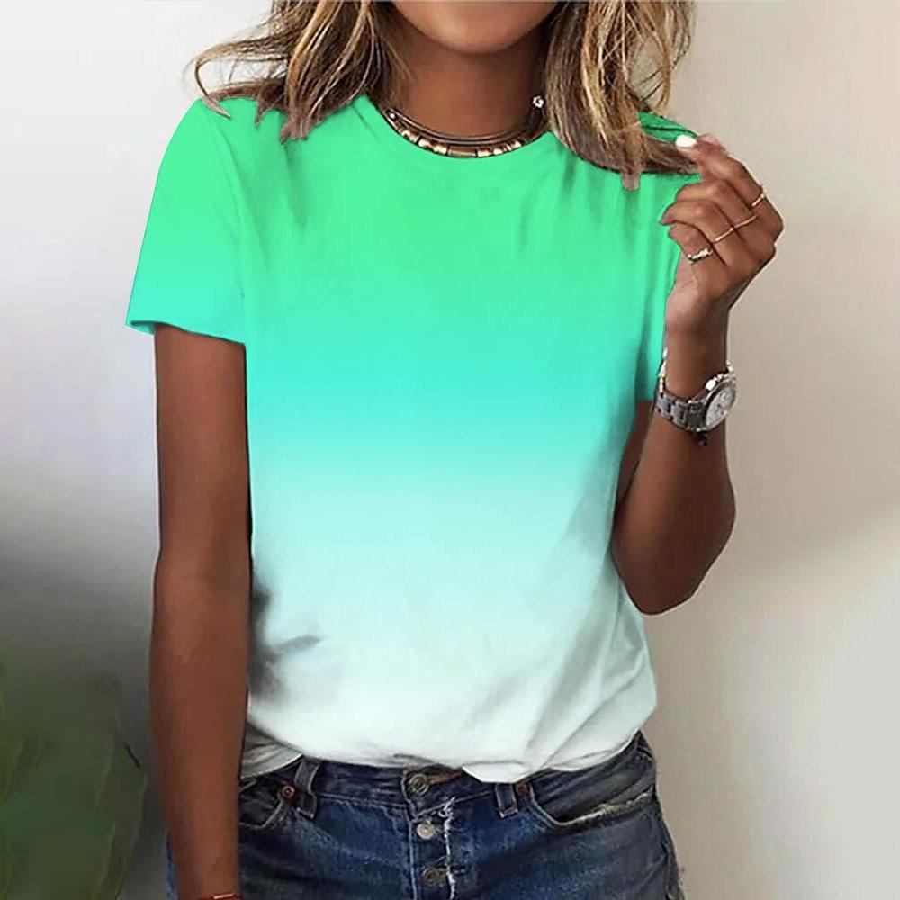 3D цветной витражный принт модные женские футболки с коротким рукавом топы с круглым — фото 13