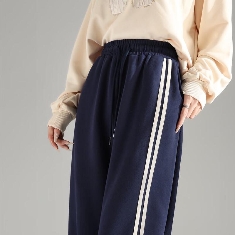 

TonLion Women s 2025 Winter High-Waist Contrast Stripe Trousers M