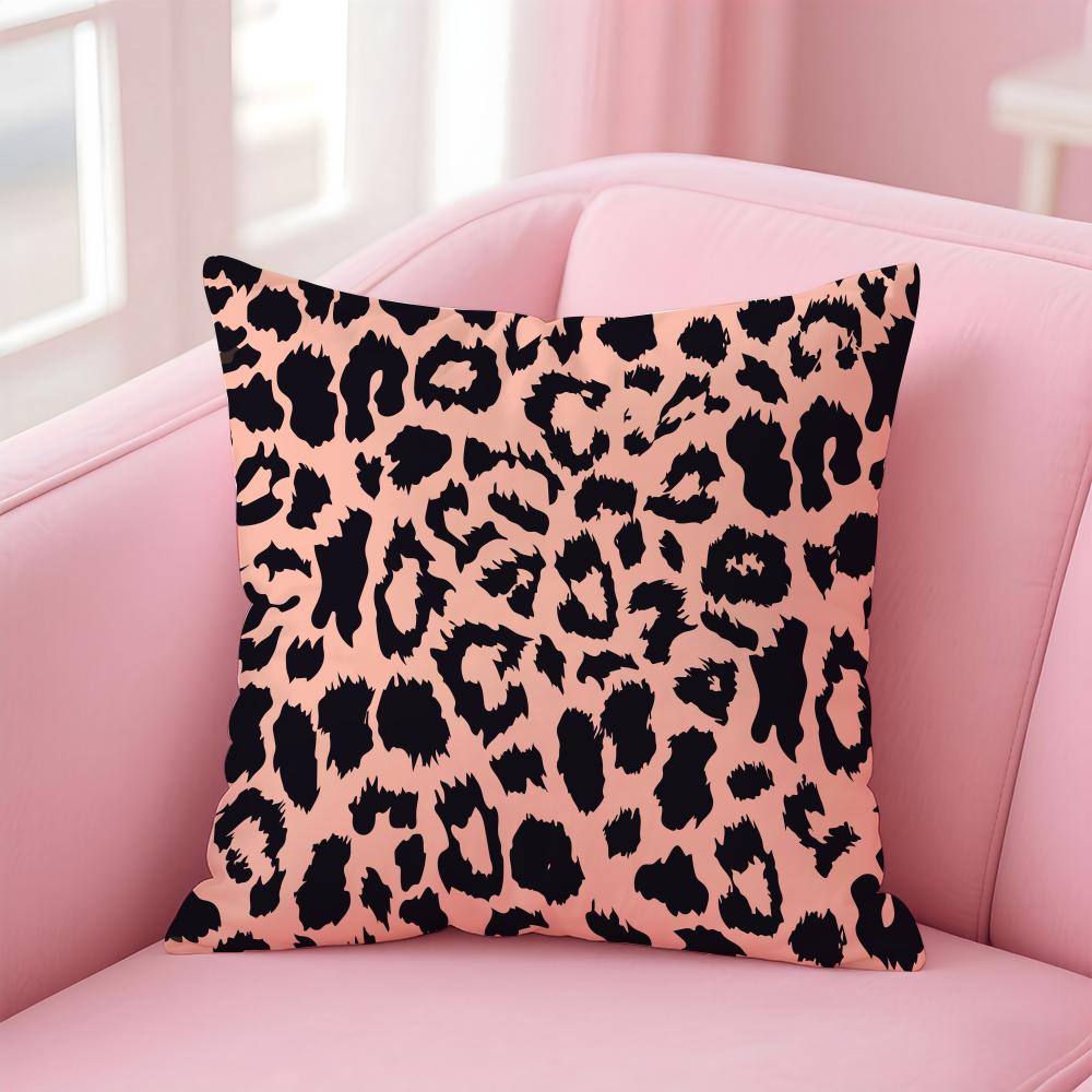 leopard print texture Cushion Cover Pillow Case Soft Friendly Fabric Concealed Zipper