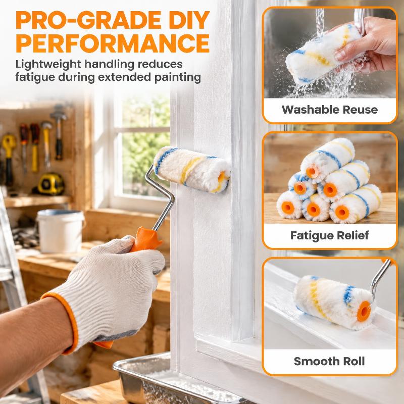 10Pcs 4 Inch Paint Roller Brush Clean Cut Proffesional Paint Roller Sleeves Replacement Paint Edger Brush Tool For Home Wall Cei