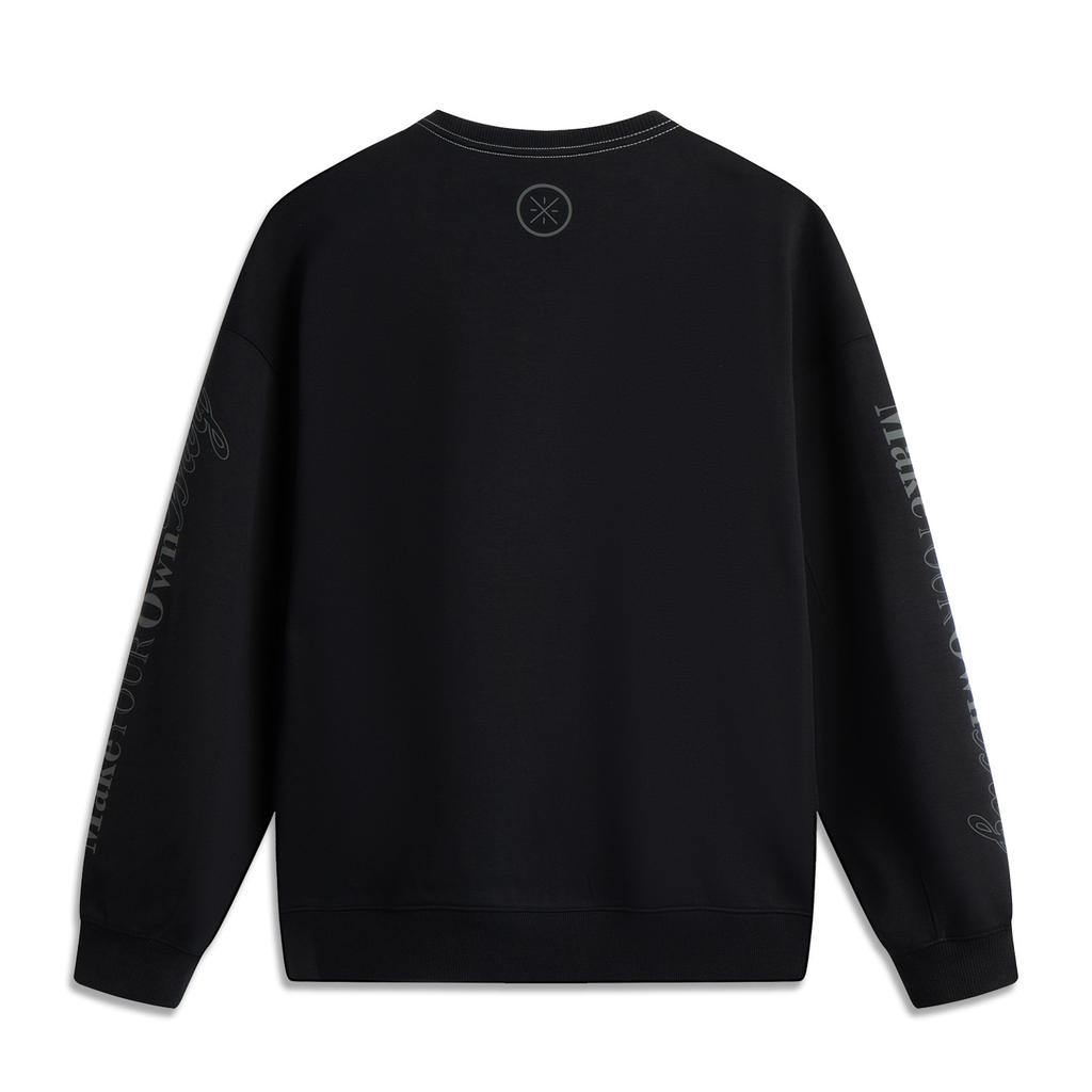 Li Ning Wade Series Einfacher Buchstaben Vielseitiges Rundhals Locker Schulter Pullover Sweatshirt Herren Sweatshirt AWDV257-1