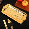 Exquisite Fruit Tray, Alloy Cake Plate, Gold Engraving Leaf Shape Snack Disc,Nuts Organizer Wedding Desktop Decoration,22.5 Cm