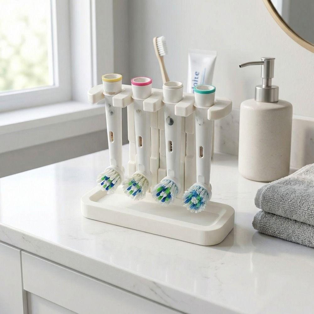 3D Printed Electric Toothbrush Stand 4 Slots Bathroom Storage Rack Toothbrush Organizer Shower