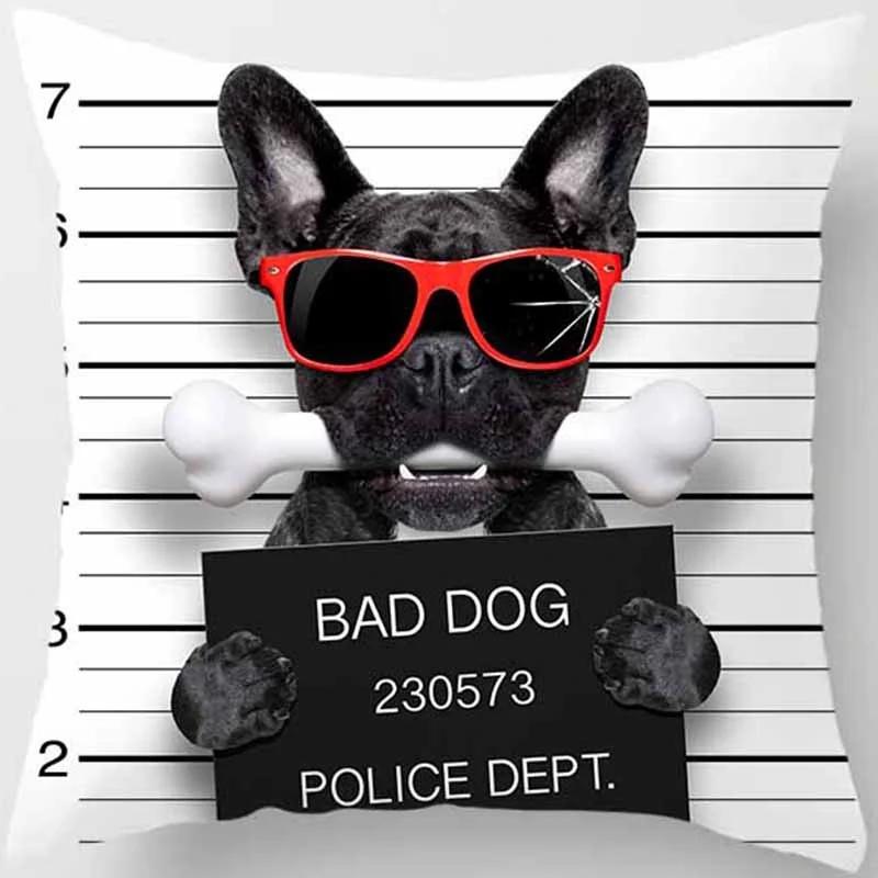 Funny Cartoon Dog Print Pillowcase Home Decor Car Sofa Cushion Cover (45cm*45cm)