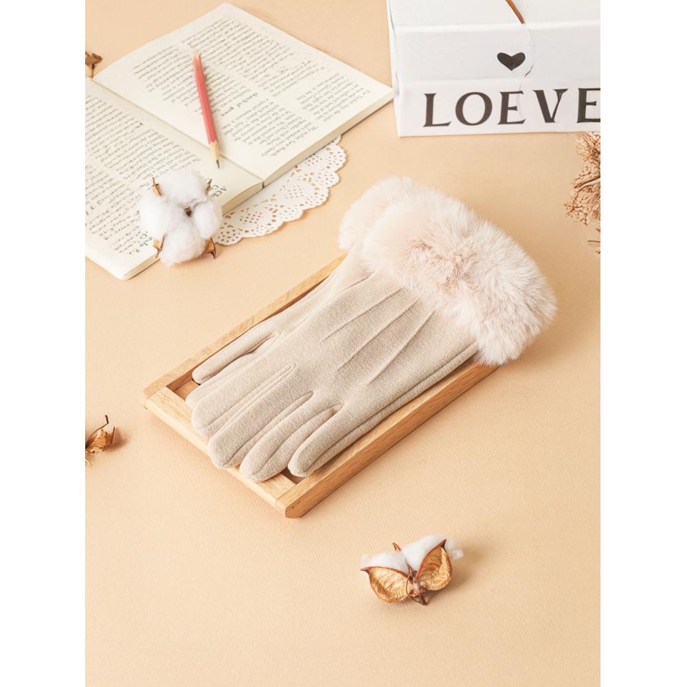 DaiSo WriSt Fur Women S gloveS  Beige 
