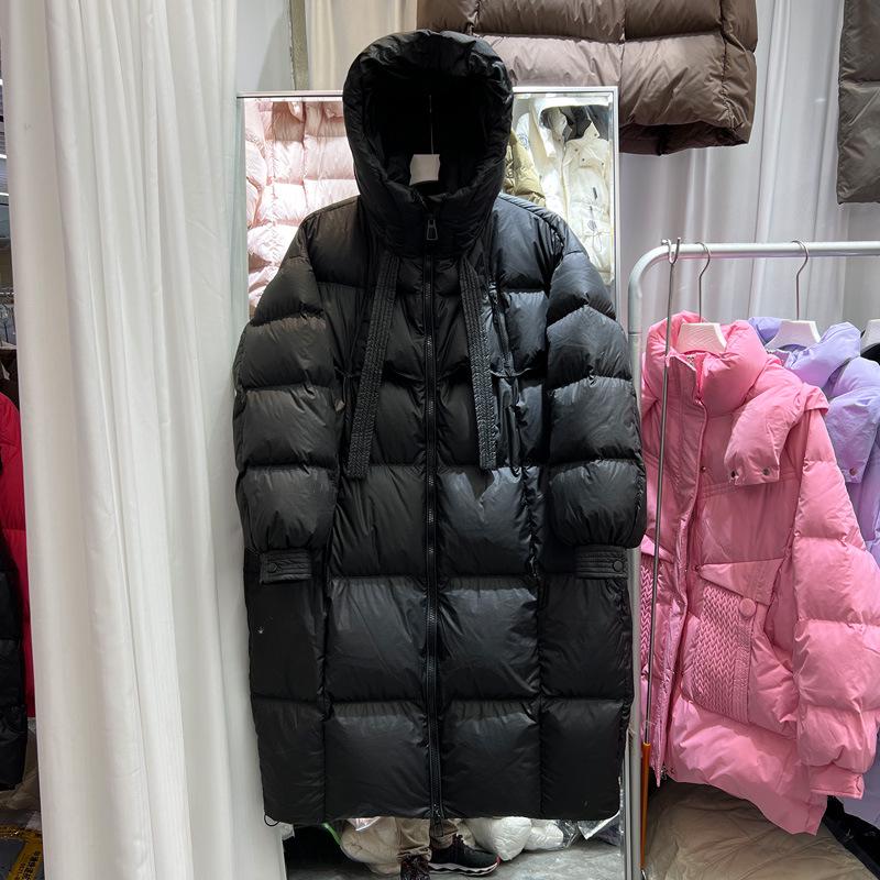 Women's Long Over-the-Knee Korean Style White Duck Down Jacket - Plus Thick, Warm, Loose Fit (2025)