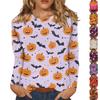 Women's Fashion Casual Halloween Printed Round Neck Long Sleeve Pullover Top