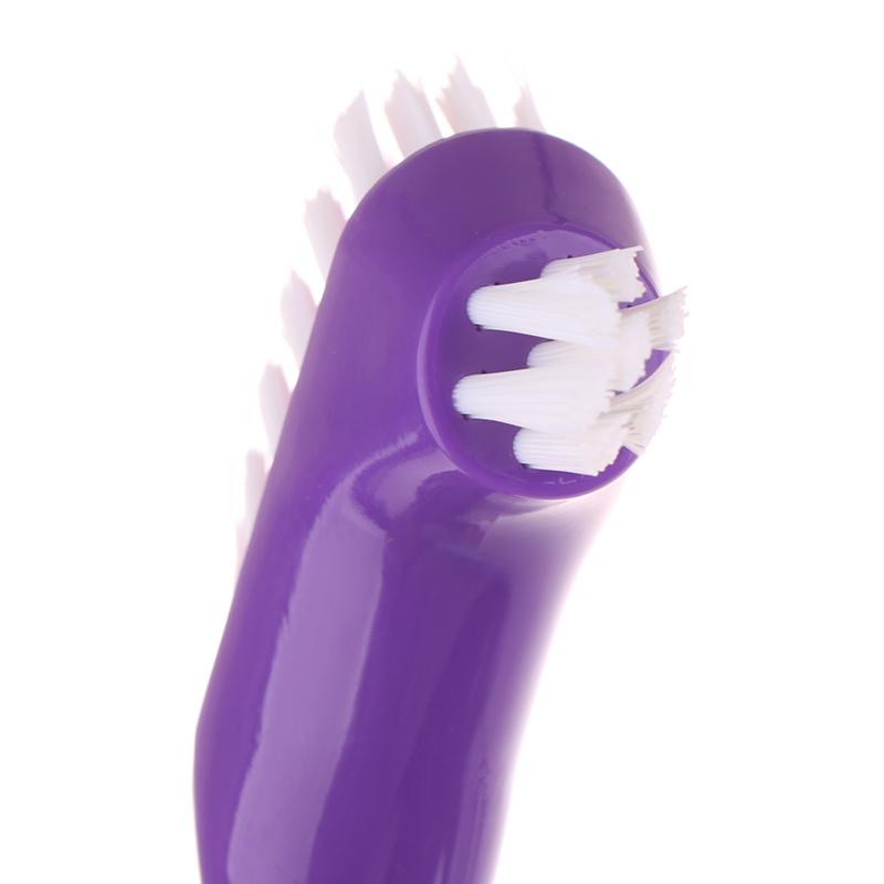 Multi-Layered Bristles Denture Cleaning False Teeth Brush Oral Care Non-Slip Ergonomic Rubber Handle Dual Heads Antibacterial