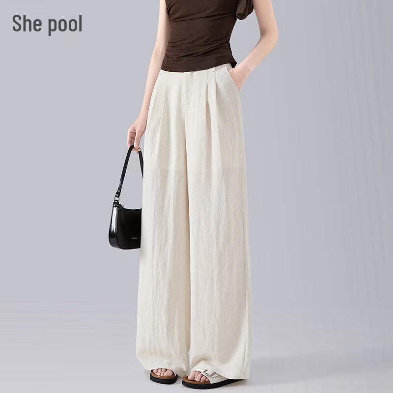 Women s Lyocell Linen Blend Wide-Leg Casual Pants M