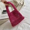 Borsa Piccola a Tracolla per Cellulare da Donna Colore Unito Intrecciata all'Uncinetto Leggera Borsa a Spalla Intrecciata Borse a Tracolla