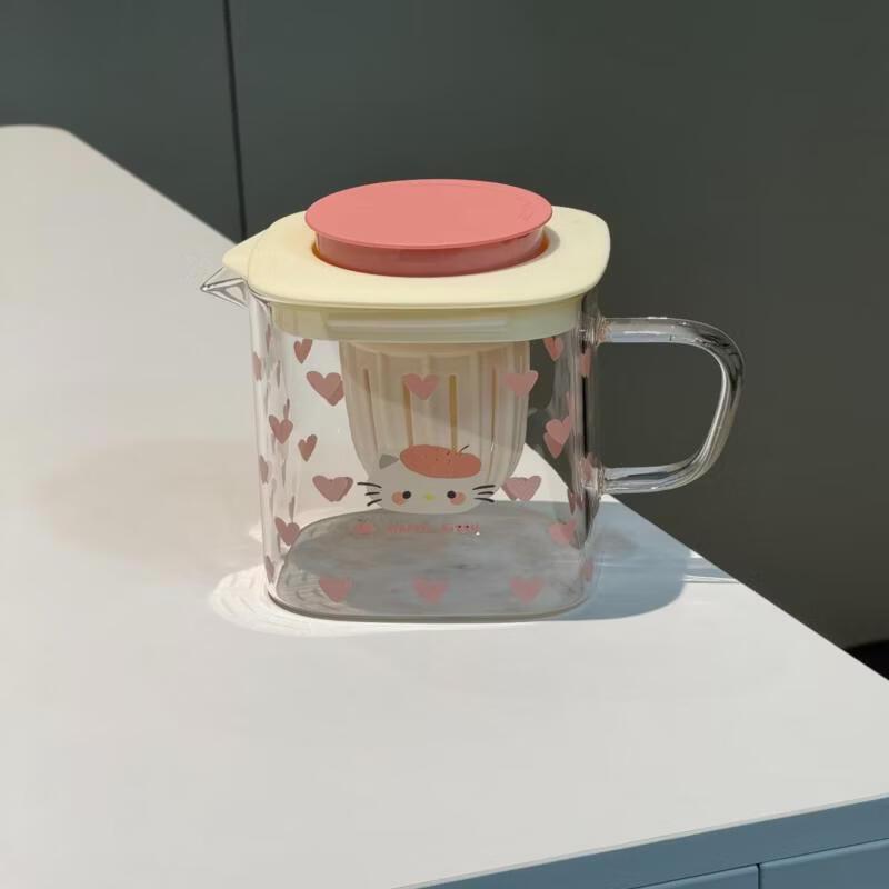 Shangqi Pink Hello Kitty 800ml Glass Tea Infuser Pot