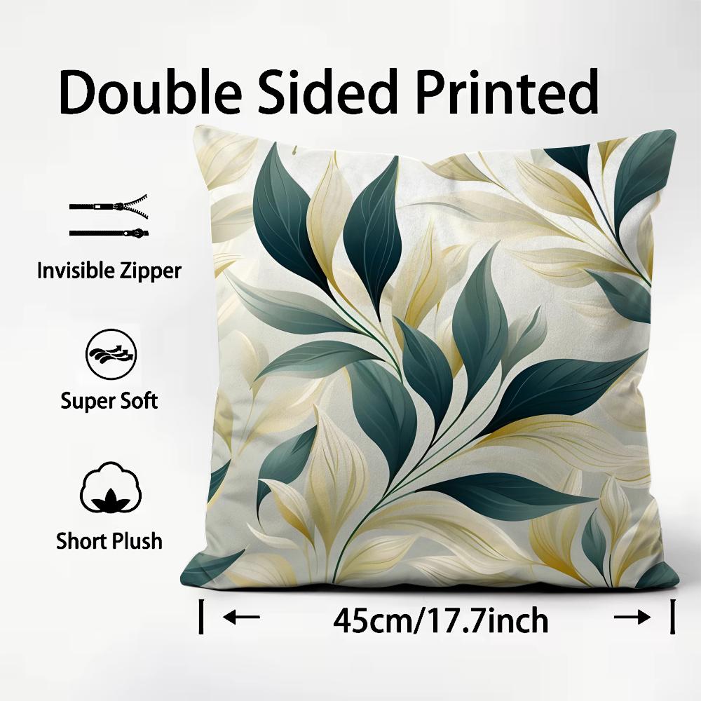 Leaves INS Cushion Cover Plush Fabric Soft DoubleSided Printed Sofa Warm Winter Home Child Gift Pillow Case