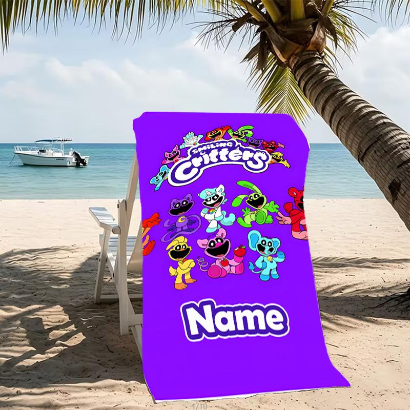 Customizable personalized beach towels Smiling Critters themed designs.Suitable for the beach, yoga, sports;ideal as beach accessories