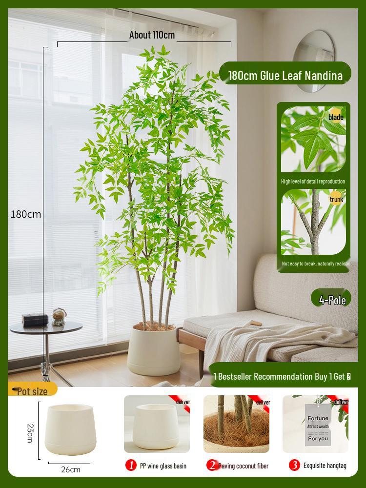Nandina Bionics Artificial Tree: Elegant Indoor Decor, Large Potted Floor Plant