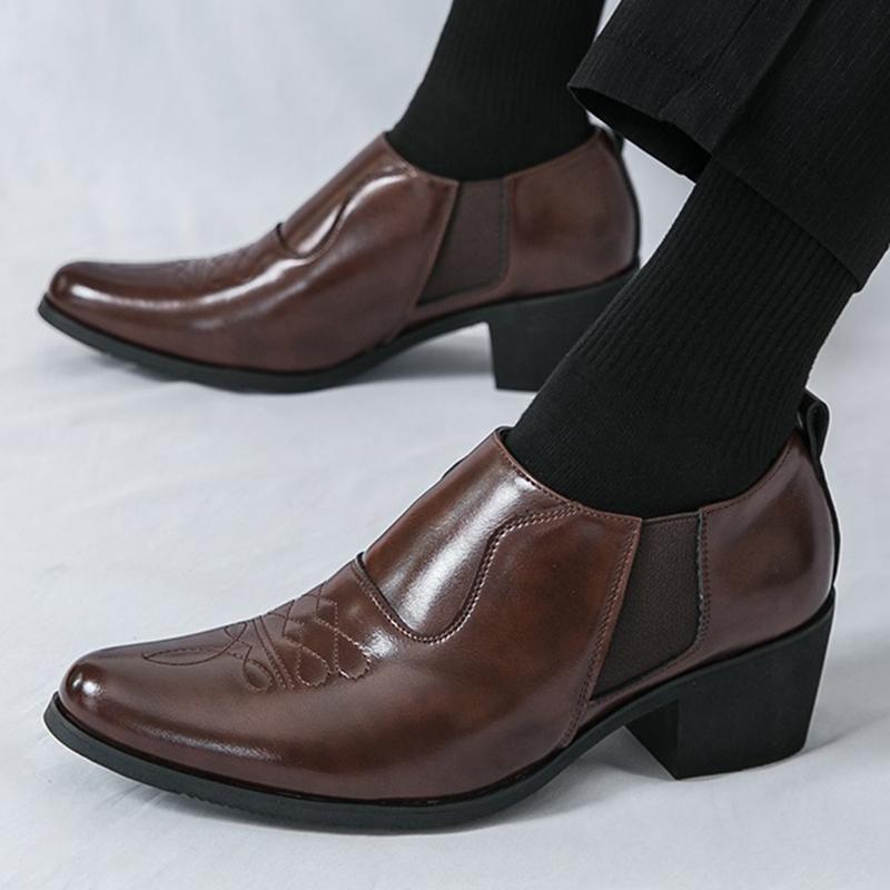 Fashion New Fashion Men's Pointed Black Brown Height Increasing Formal Shoes Male Wedding Prom Homecoming Flats Sapato Social Masculino