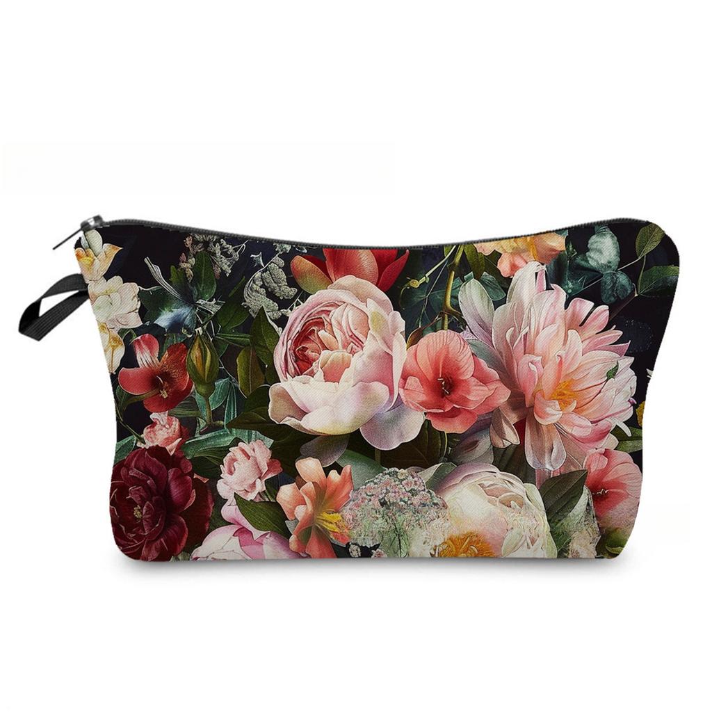 Women Floral Print Cosmetic Bag Toiletries Organize Travel Storage Case 6887 KTB