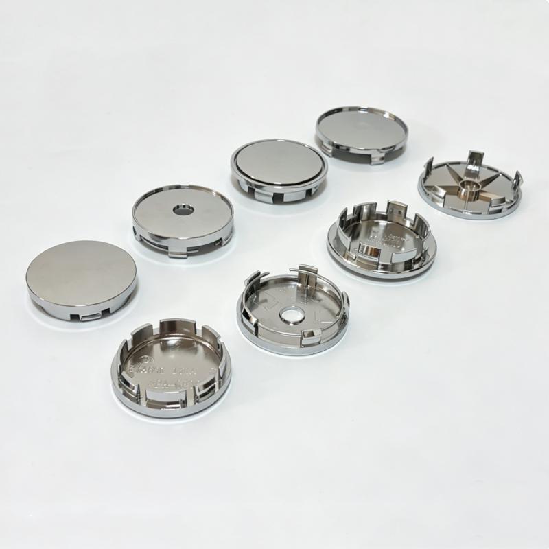 4 pezzi 68mm 65mm 60nmm 56mm 50mm 49mm 48mm Nero Cromo Argento Base Vuota Coprimozzo per Modifica Auto Universale Senza Logo Coprimozzo