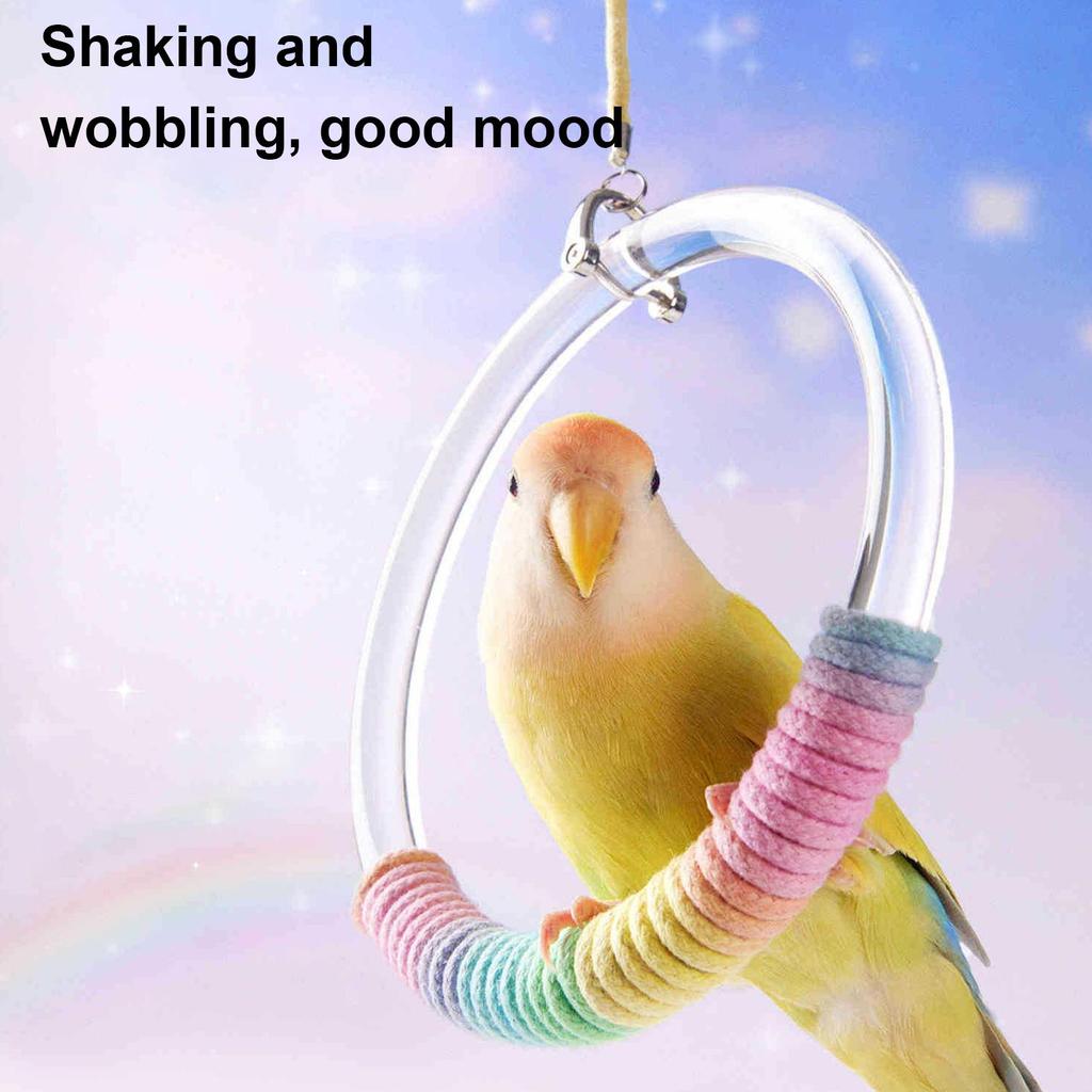 Parrot Swing Rope Ring Toy Perch For Bird Conure Swing Ring For Parrot Parakeet Cockatoo Lovebird Cockatiel Canary Conure