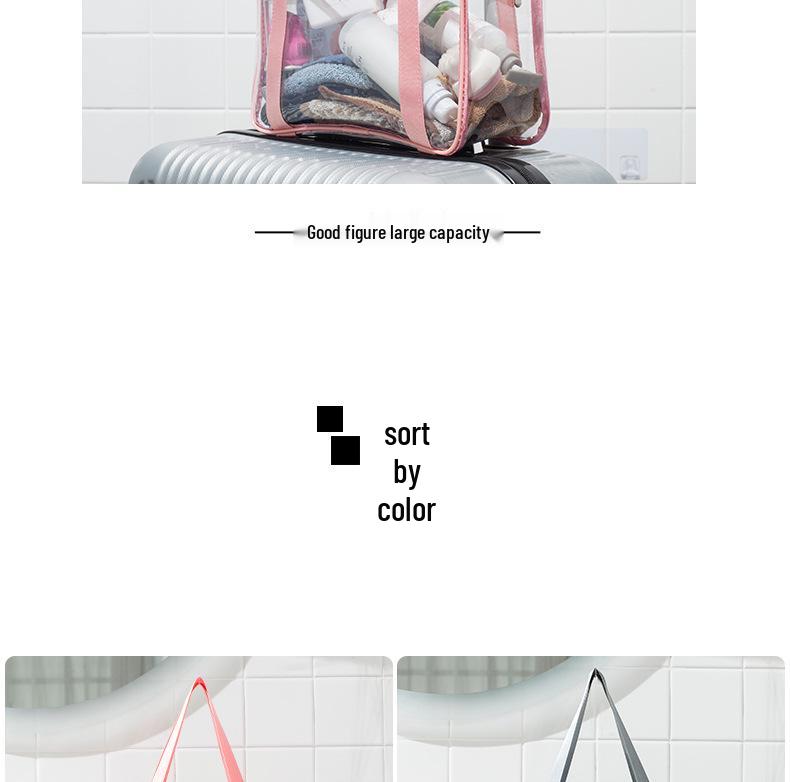 Fresh Clear Makeup Bag - Waterproof, Handheld, Single Shoulder, Toiletry Bag - Customizable